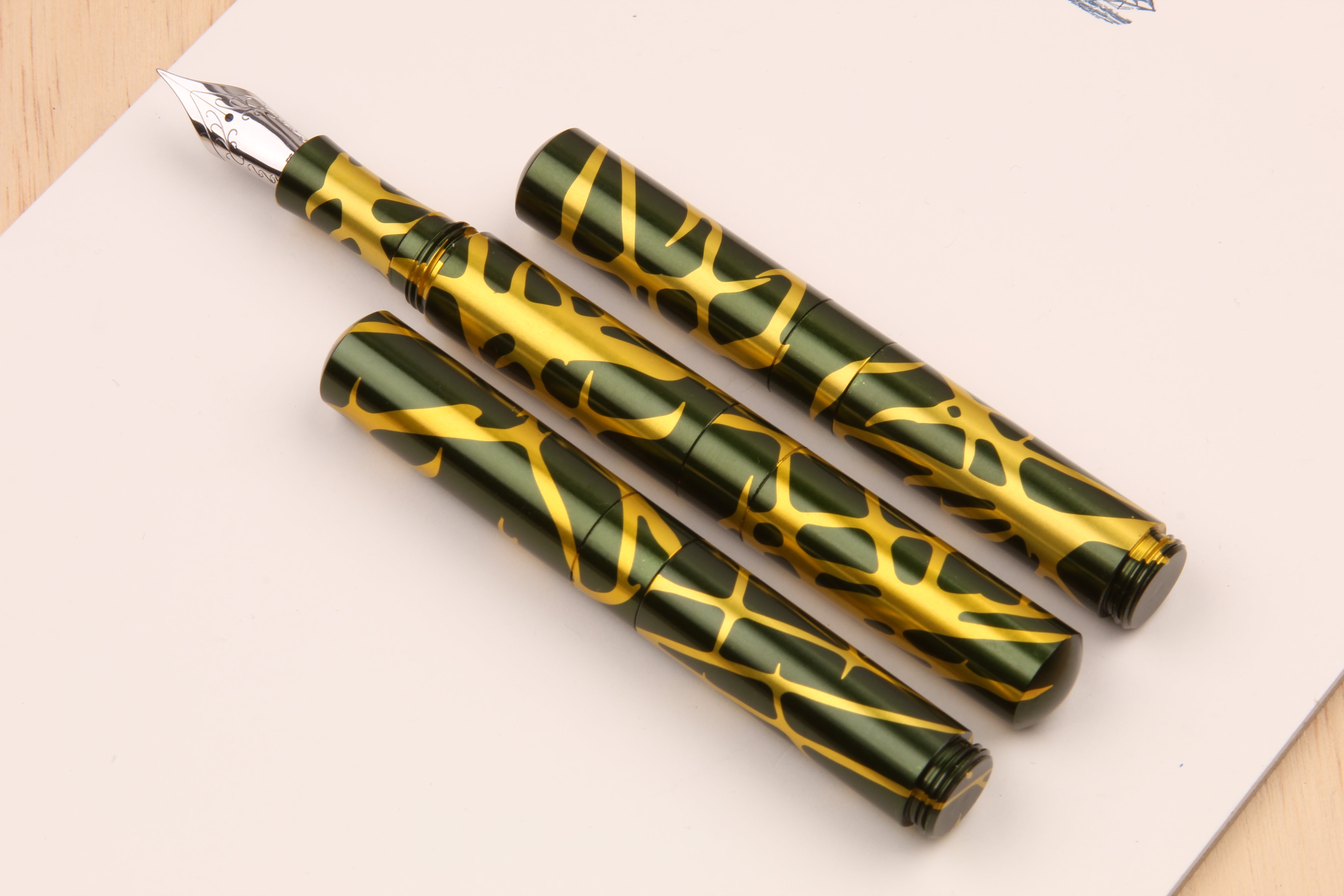 Solid Brass and Faceted Brass Pocket Six Fountain Pen