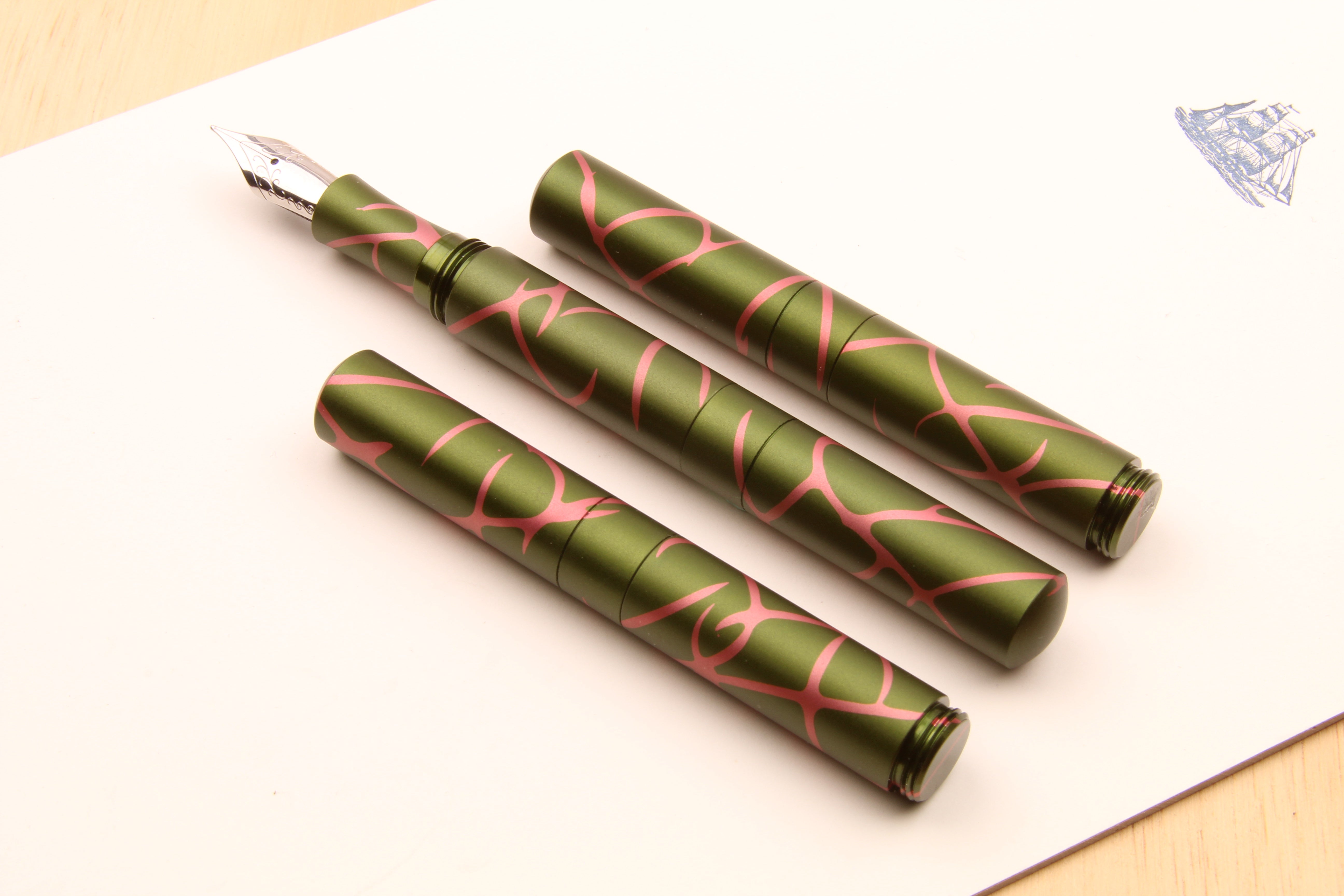 Solid Brass and Faceted Brass Pocket Six Fountain Pen